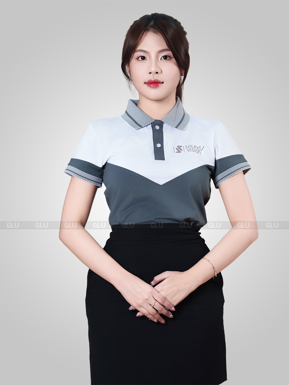 áo thun công ty đồng phục màu xám phối trắng (3)